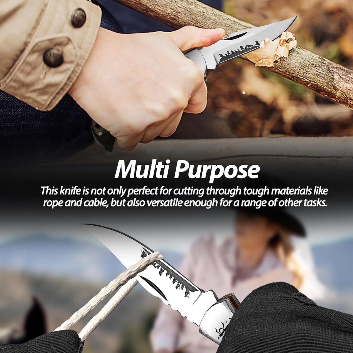 420HC Folding Pocket Knife for Camping, Hiking, Fishing, Everyday Carry, Rope Cutting and Outdoor Adventures