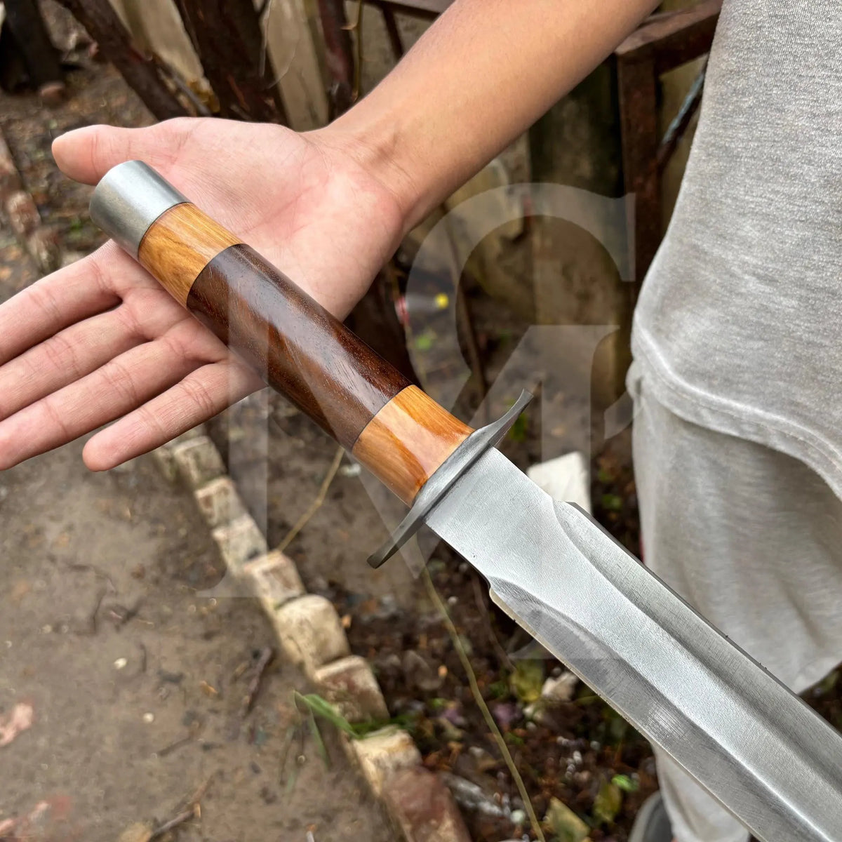 20" Custom Handmade High Carbon Steel Dagger Knife with Rosewood Handle and Leather Sheath