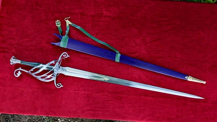 Vine Wedding Longsword Sharp Fantasy Bridal Sword with Etched Blade, Handmade Ceremonial Longsword with Scabbard
