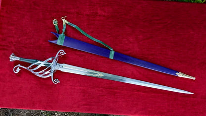Vine Wedding Longsword Sharp Fantasy Bridal Sword with Etched Blade, Handmade Ceremonial Longsword with Scabbard