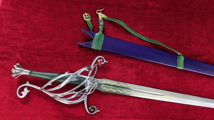 Vine Wedding Longsword Sharp Fantasy Bridal Sword with Etched Blade, Handmade Ceremonial Longsword with Scabbard