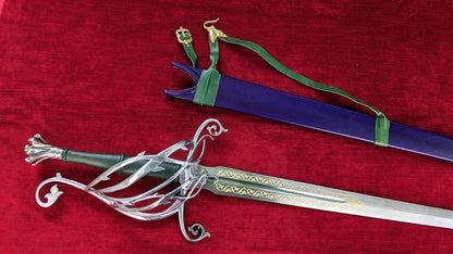 Vine Wedding Longsword Sharp Fantasy Bridal Sword with Etched Blade, Handmade Ceremonial Longsword with Scabbard