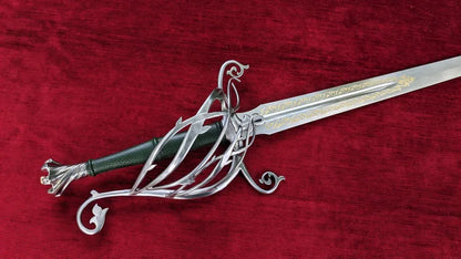 Vine Wedding Longsword Sharp Fantasy Bridal Sword with Etched Blade, Handmade Ceremonial Longsword with Scabbard