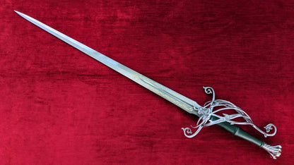 Vine Wedding Longsword Sharp Fantasy Bridal Sword with Etched Blade, Handmade Ceremonial Longsword with Scabbard