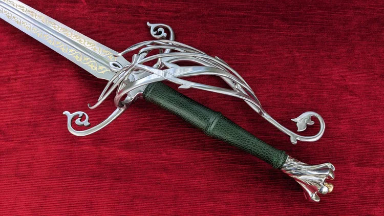 Vine Wedding Longsword Sharp Fantasy Bridal Sword with Etched Blade, Handmade Ceremonial Longsword with Scabbard