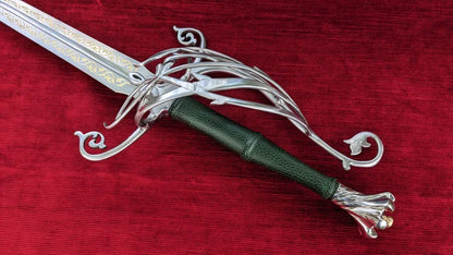 Vine Wedding Longsword Sharp Fantasy Bridal Sword with Etched Blade, Handmade Ceremonial Longsword with Scabbard