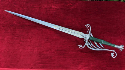 Vine Wedding Longsword Sharp Fantasy Bridal Sword with Etched Blade, Handmade Ceremonial Longsword with Scabbard