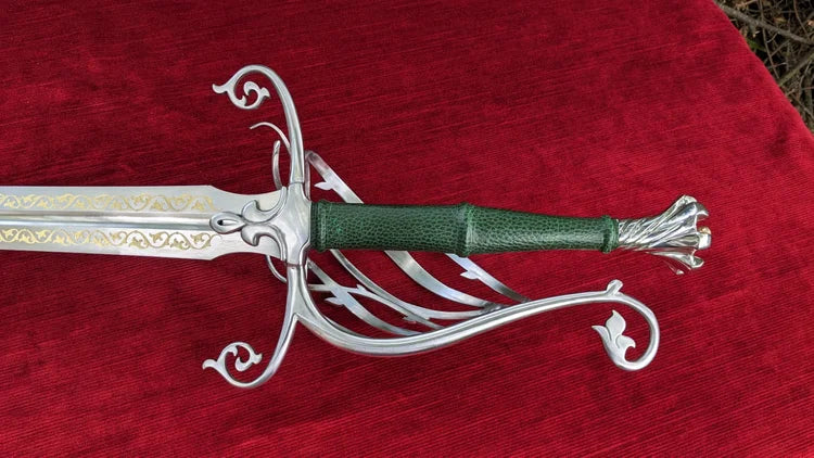 Vine Wedding Longsword Sharp Fantasy Bridal Sword with Etched Blade, Handmade Ceremonial Longsword with Scabbard