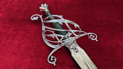 Vine Wedding Longsword Sharp Fantasy Bridal Sword with Etched Blade, Handmade Ceremonial Longsword with Scabbard