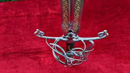 Vine Wedding Longsword Sharp Fantasy Bridal Sword with Etched Blade, Handmade Ceremonial Longsword with Scabbard