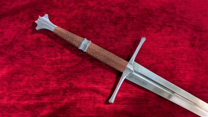 Viscount Longsword Blunt Two Handed Stage Sword with Faux Stingray Grip, Theatrical Performance Longsword