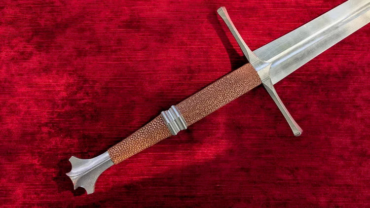 Viscount Longsword Blunt Two Handed Stage Sword with Faux Stingray Grip, Theatrical Performance Longsword