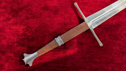 Viscount Longsword Blunt Two Handed Stage Sword with Faux Stingray Grip, Theatrical Performance Longsword