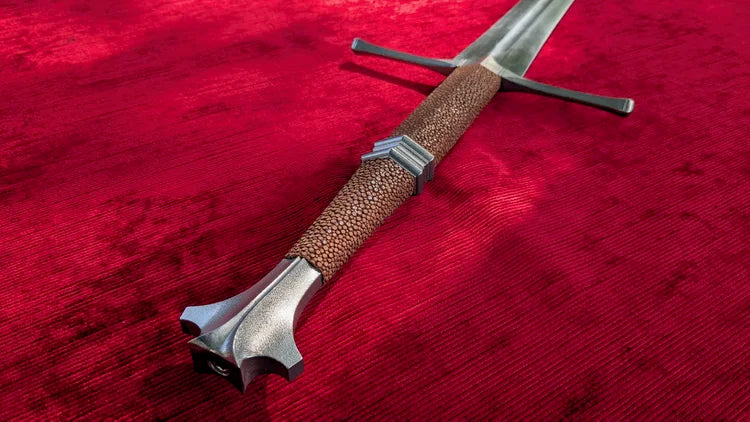 Viscount Longsword Blunt Two Handed Stage Sword with Faux Stingray Grip, Theatrical Performance Longsword