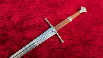 Viscount Longsword Blunt Two Handed Stage Sword with Faux Stingray Grip, Theatrical Performance Longsword