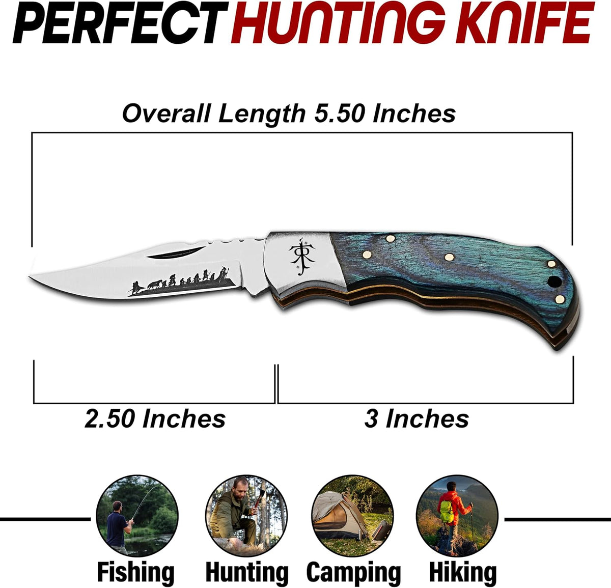 5.5 Inch Folding Pocket Knife with 420HC Stainless Steel Blade, Compact EDC Knife for Camping, Hiking, Fishing and Outdoor Activities