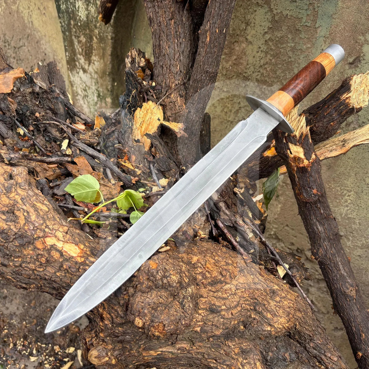 20" Custom Handmade High Carbon Steel Dagger Knife with Rosewood Handle and Leather Sheath