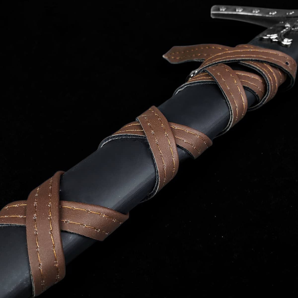 Black scabbard with brown leather wrap for the Knights Templar medieval sword